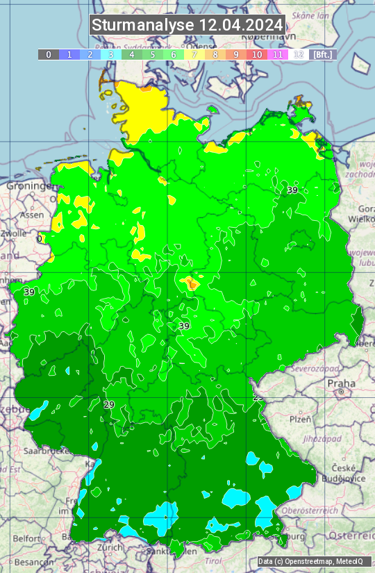 Karte mit Unwetteranalyse