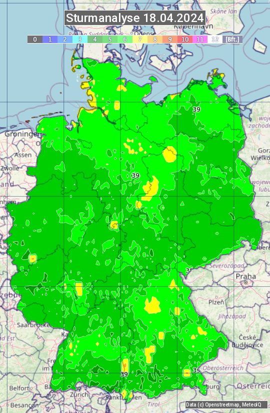 Karte mit Unwetteranalyse