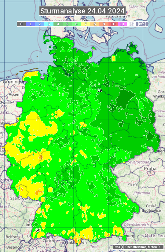 Karte mit Unwetteranalyse