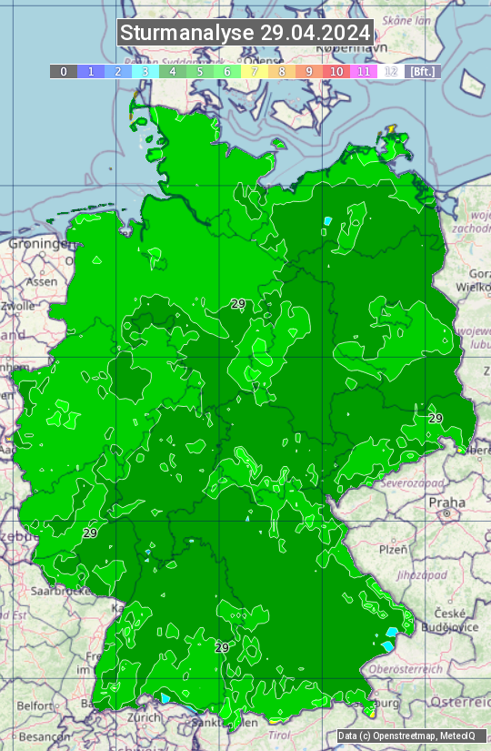 Karte mit Unwetteranalyse