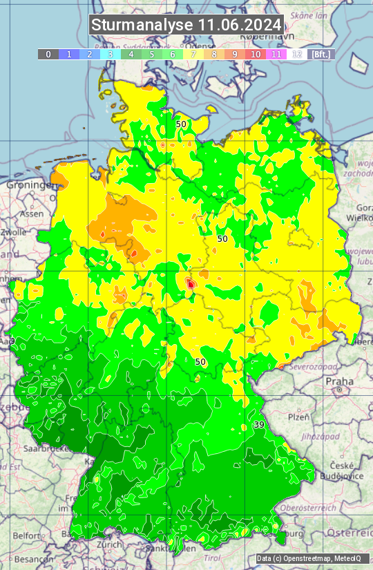 Karte mit Unwetteranalyse