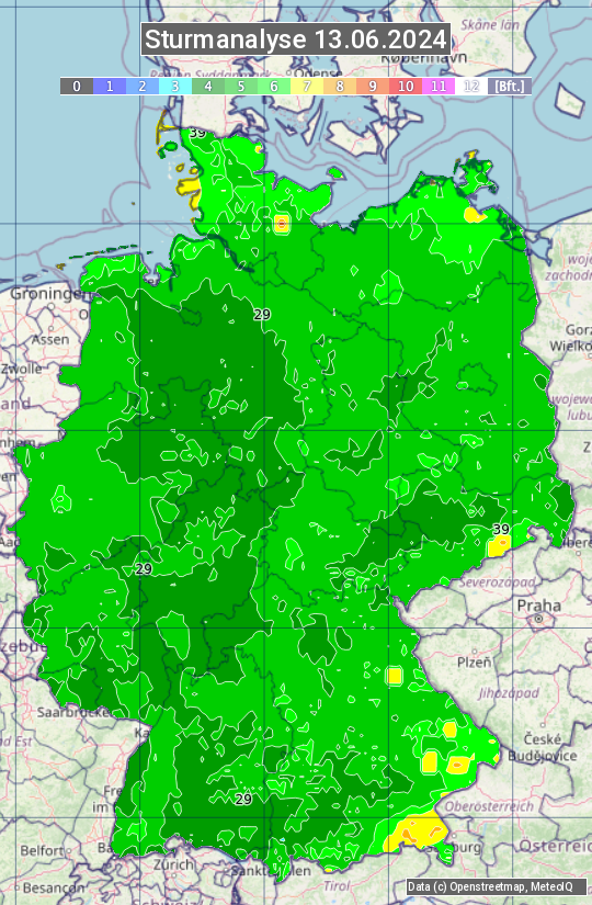 Karte mit Unwetteranalyse