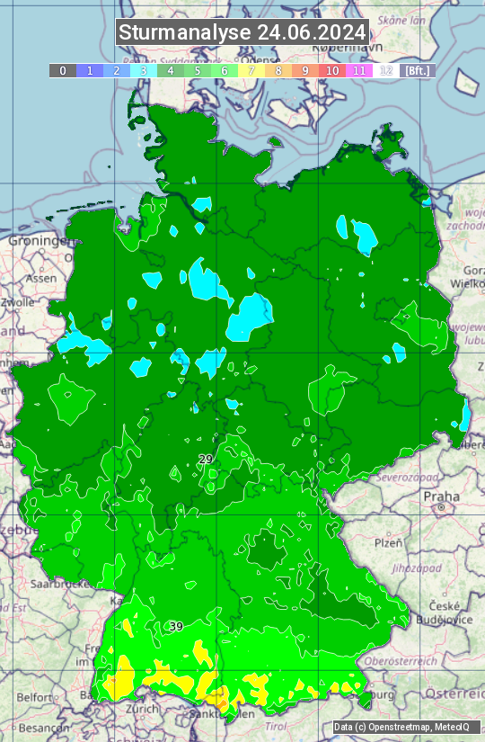 Karte mit Unwetteranalyse