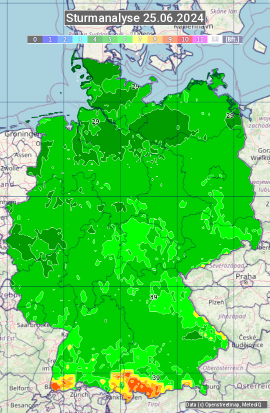 Karte mit Unwetteranalyse