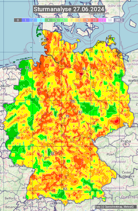 Karte mit Unwetteranalyse