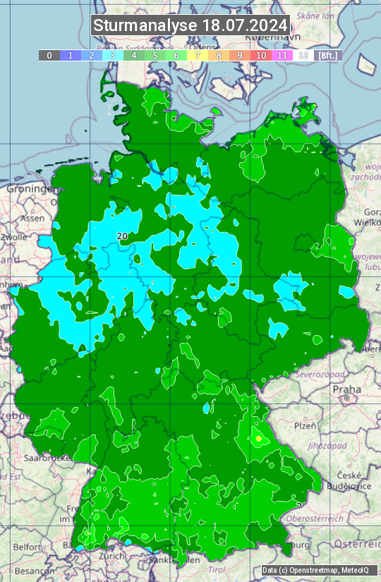 Karte mit Unwetteranalyse