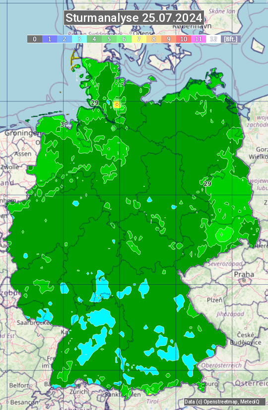 Karte mit Unwetteranalyse