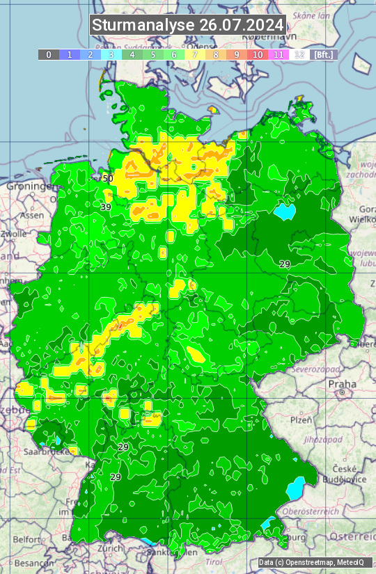 Karte mit Unwetteranalyse