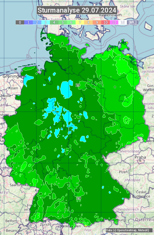 Karte mit Unwetteranalyse