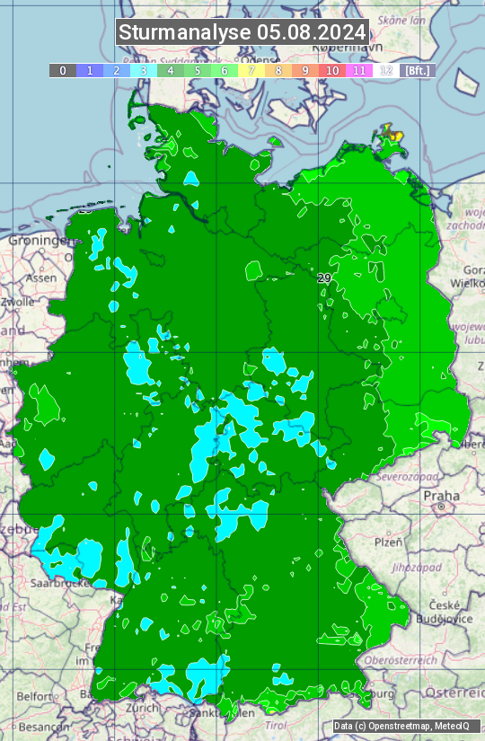 Karte mit Unwetteranalyse