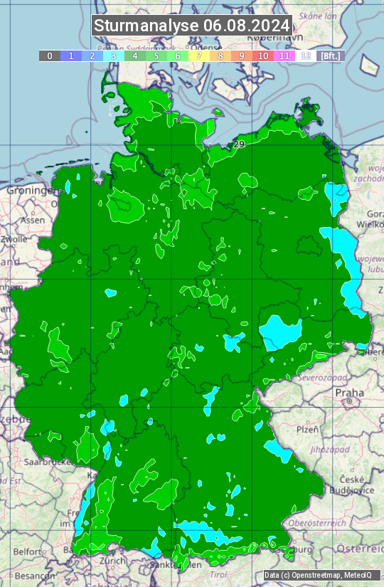 Karte mit Unwetteranalyse