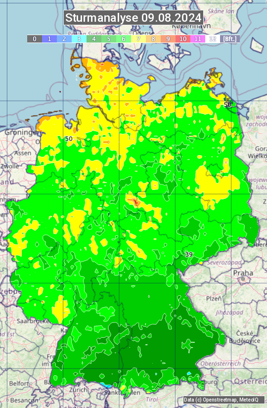 Karte mit Unwetteranalyse