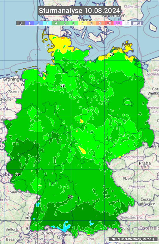 Karte mit Unwetteranalyse