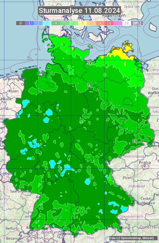 Karte mit Unwetteranalyse