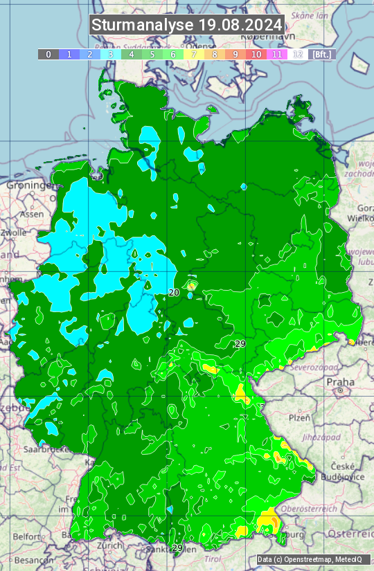 Karte mit Unwetteranalyse