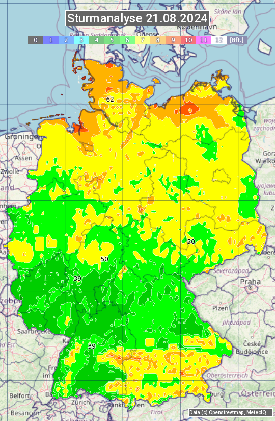 Karte mit Unwetteranalyse