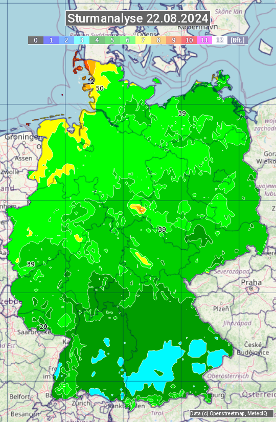 Karte mit Unwetteranalyse