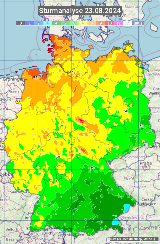 Karte mit Unwetteranalyse