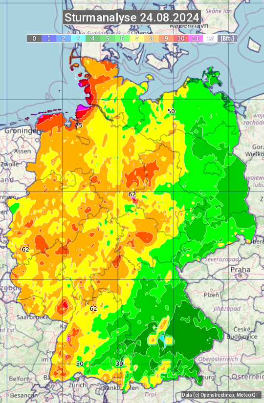 Karte mit Unwetteranalyse