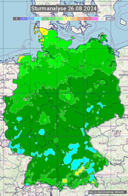 Karte mit Unwetteranalyse