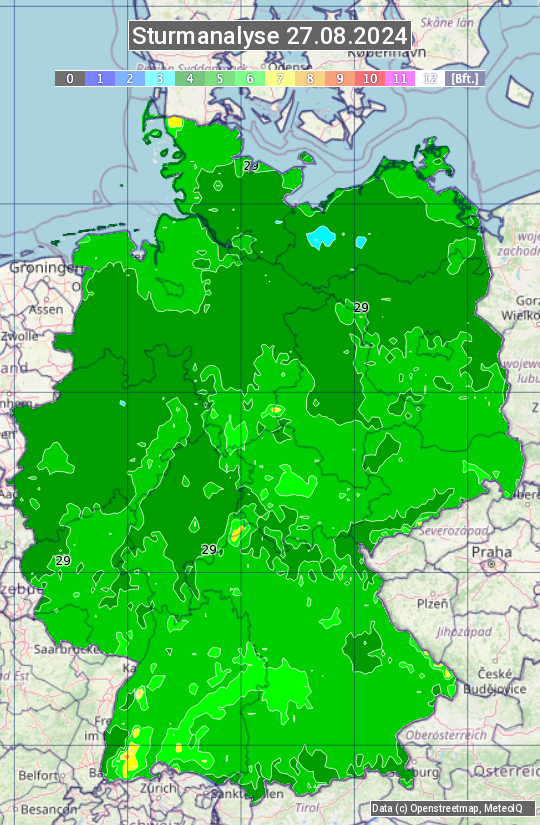 Karte mit Unwetteranalyse