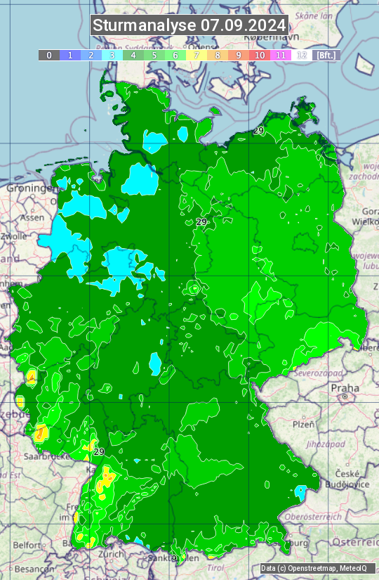 Karte mit Unwetteranalyse