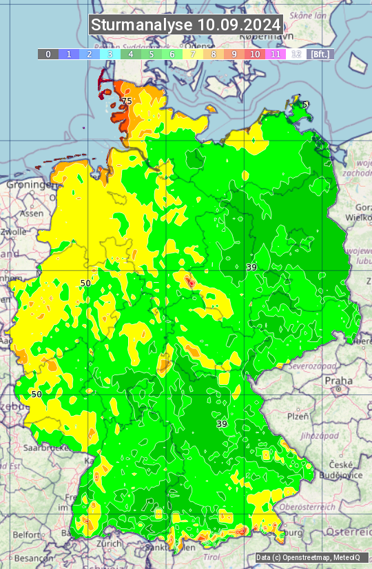 Karte mit Unwetteranalyse