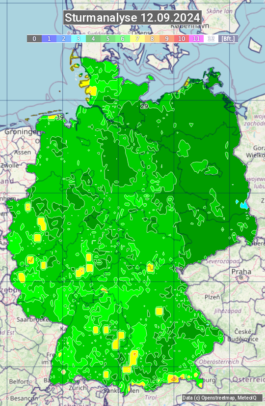 Karte mit Unwetteranalyse