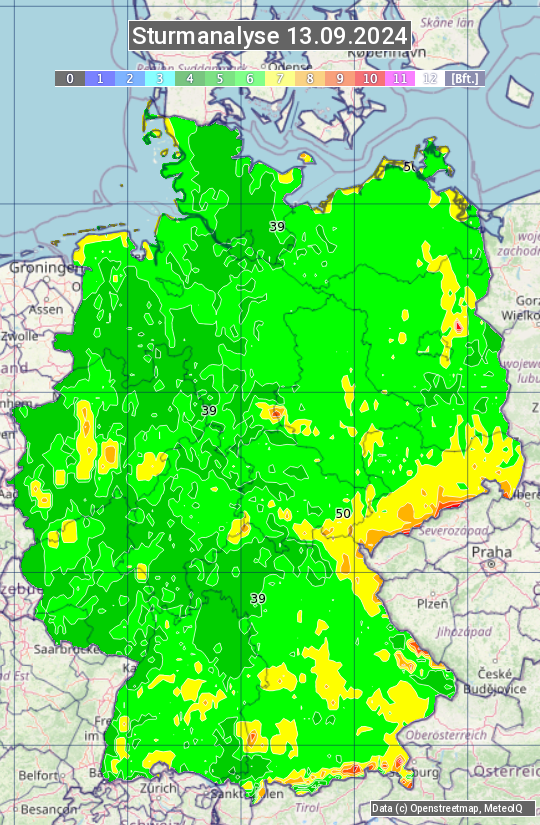 Karte mit Unwetteranalyse