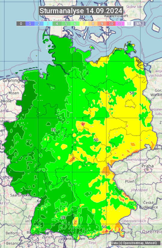 Karte mit Unwetteranalyse