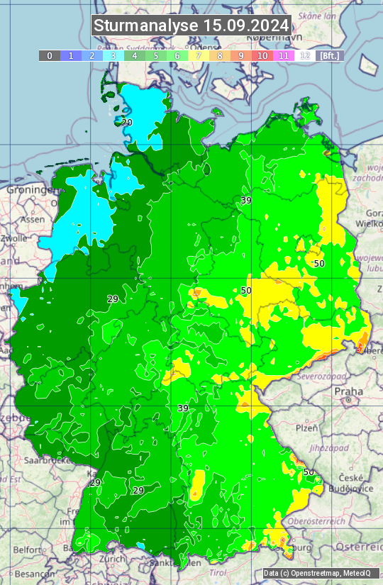 Karte mit Unwetteranalyse