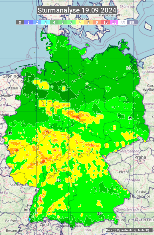 Karte mit Unwetteranalyse