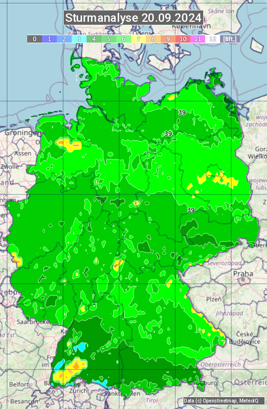 Karte mit Unwetteranalyse