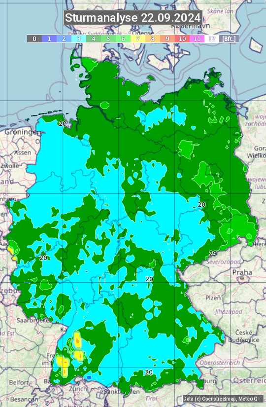 Karte mit Unwetteranalyse