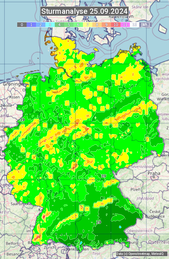 Karte mit Unwetteranalyse