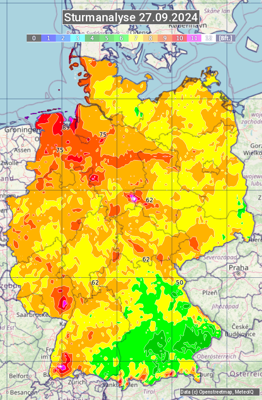 Karte mit Unwetteranalyse