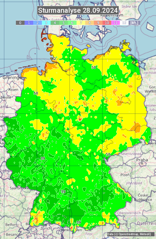 Karte mit Unwetteranalyse