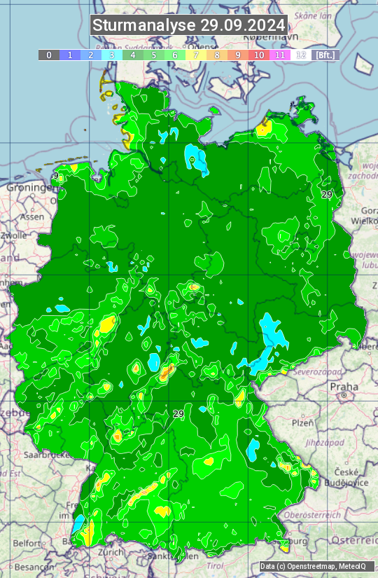 Karte mit Unwetteranalyse