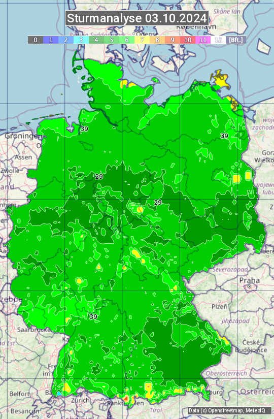 Karte mit Unwetteranalyse