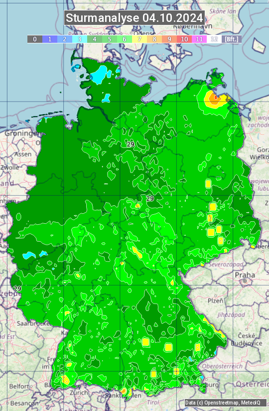 Karte mit Unwetteranalyse