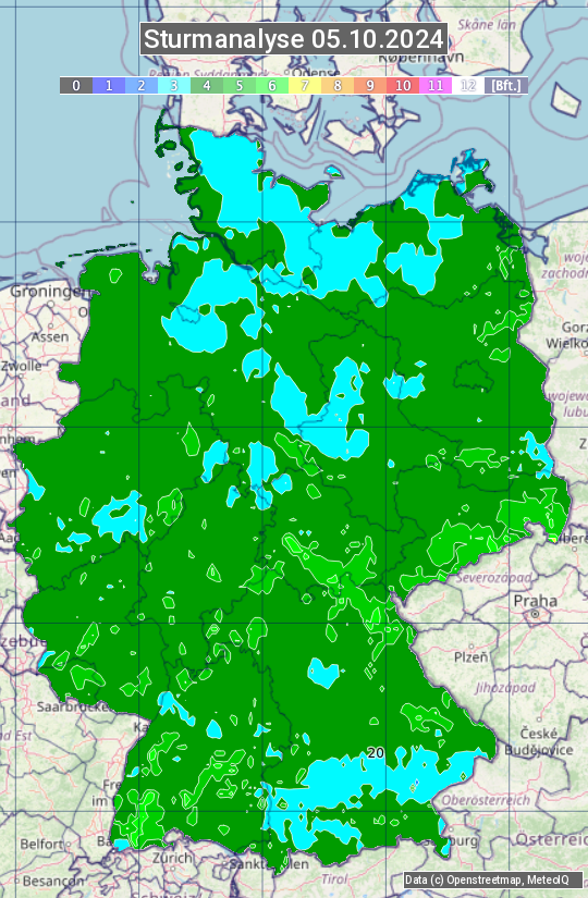 Karte mit Unwetteranalyse