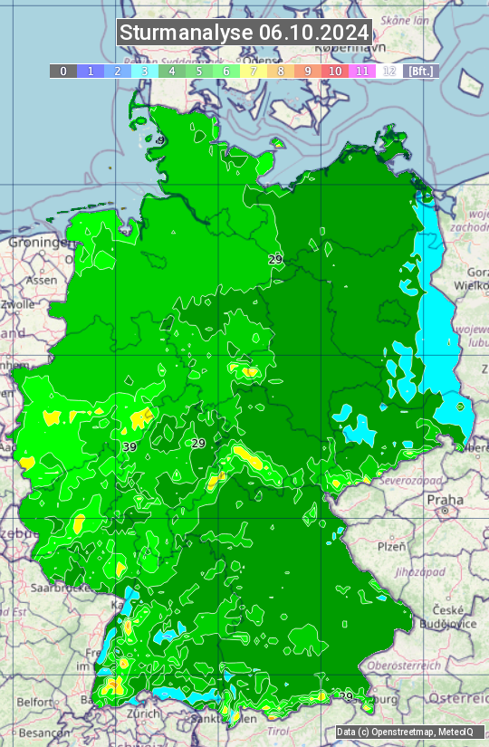 Karte mit Unwetteranalyse