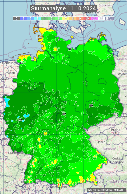 Karte mit Unwetteranalyse