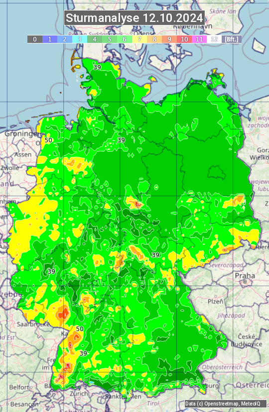 Karte mit Unwetteranalyse