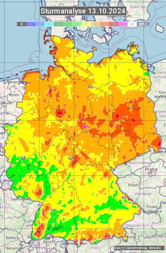 Karte mit Unwetteranalyse