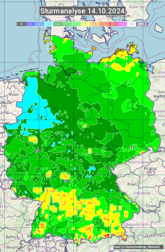 Karte mit Unwetteranalyse