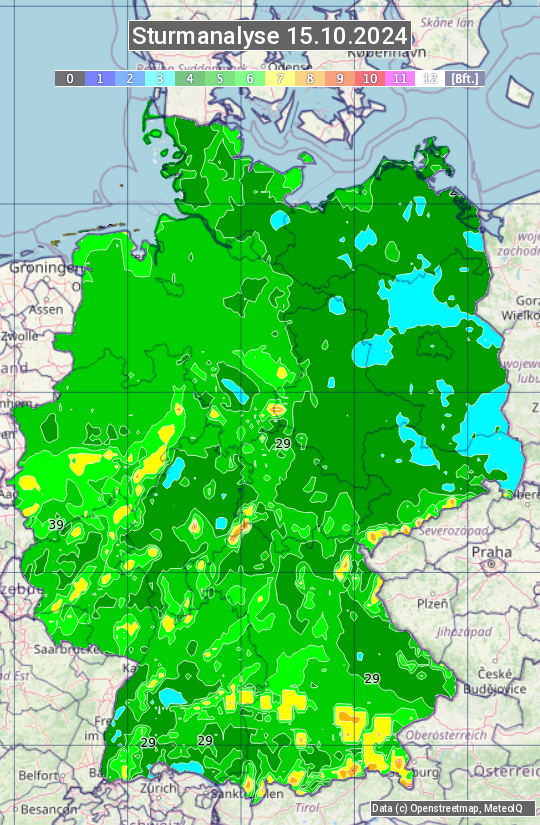 Karte mit Unwetteranalyse