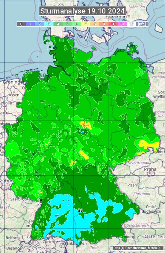 Karte mit Unwetteranalyse