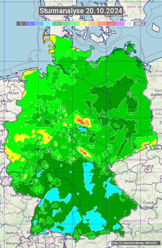 Karte mit Unwetteranalyse