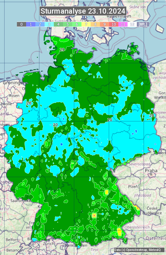 Karte mit Unwetteranalyse